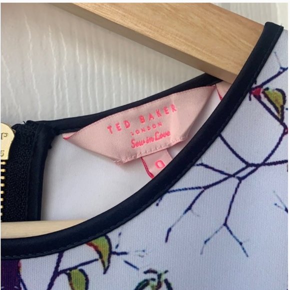 ted baker bloomze flowered lattice skater dress size 0 nwot - Picture 11 of 14